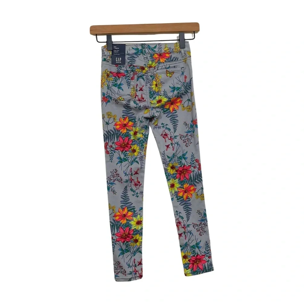 NWT Denim Girls Floral Stretch High Rise Jegging. Size 7 Regular